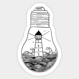 Lighthouse in a lightbulb creative handdrawn Gift Sticker